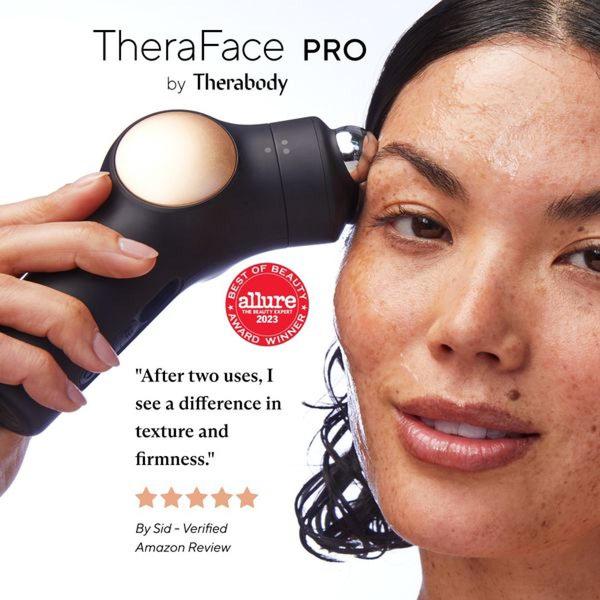 facial massage device, face massager, skincare tool, beauty device, facial therapy device, skin tightening device, face sculpting tool, social proof, product launch, lifestyle, trustworthy, fresh, neutral, black