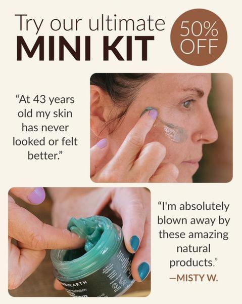 skincare kit, beauty set, face care kit, skincare products, cosmetic set, beauty kit, skincare bundle, sale promotion, social proof, ugc style, trustworthy, fresh, neutral, green
