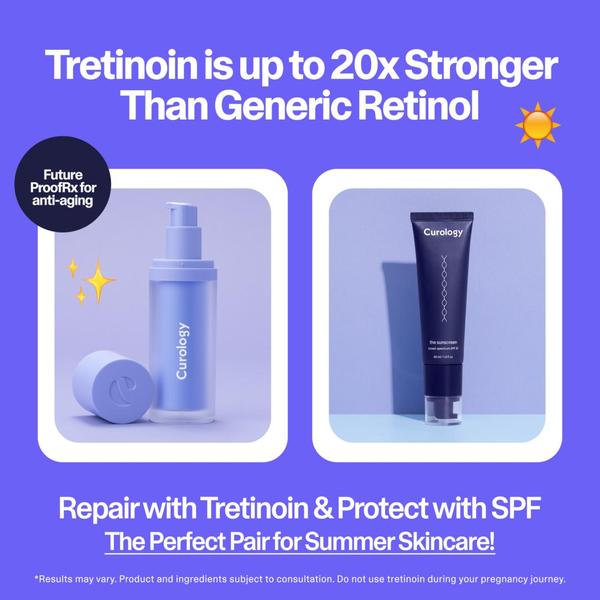 skincare products, anti-aging cream, sunscreen, tretinoin, retinol products, face cream, skincare set, product launch, bundle offer, minimalist, modern typography, bold, trustworthy, purple, blue