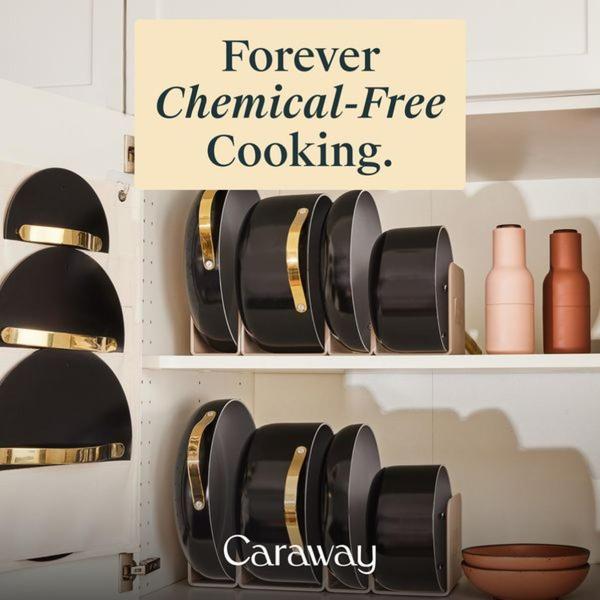 A high-contrast, organized storage view of a luxury cookware set, emphasizing clean aesthetics and chemical-free material benefits.