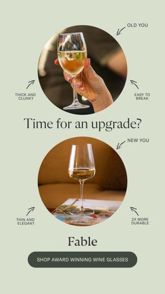 This static vertical ad uses a two-part visual comparison to highlight the difference between clunky, fragile glassware and an elegant, durable upgrade.