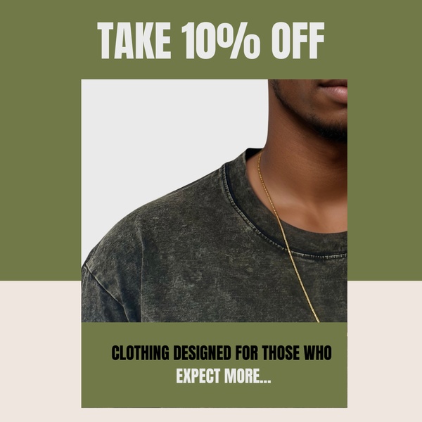 t-shirt, crew neck tee, short sleeve shirt, cotton t-shirt, casual tee, mens t-shirt, discount offer, minimalist, modern typography, bold, trustworthy, green, neutral