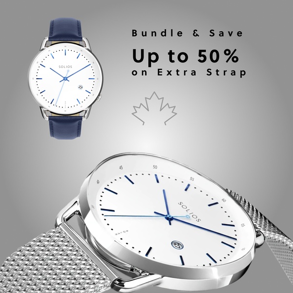 analog watch, stainless steel watch, leather strap watch, mens wrist watch, luxury wrist watch, bundle offer, discount offer, minimalist, editorial, trustworthy, calm, neutral, blue