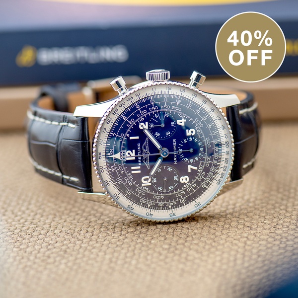 luxury watch, analog watch, chronograph watch, leather strap watch, wrist watch, discount offer, holiday sale, minimalist, editorial, luxurious, bold, blue, neutral, gold