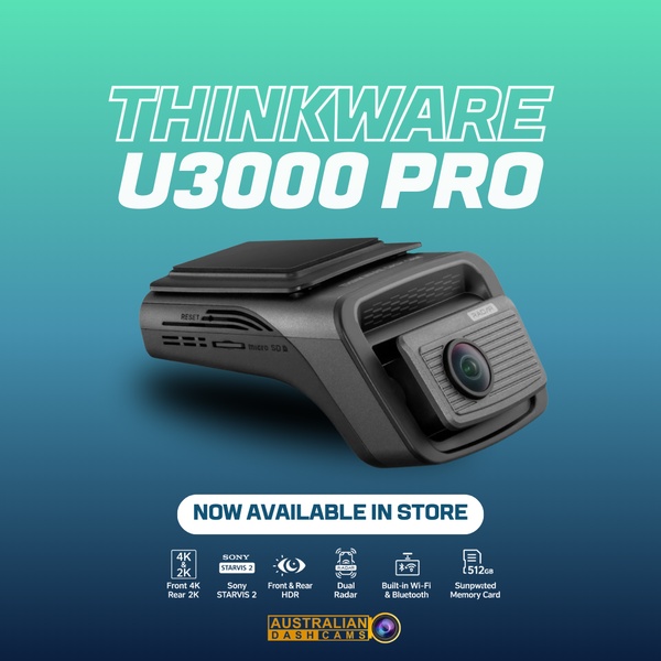 A clean, high-contrast product-centric ad that uses technical specs and a clear value proposition to highlight the new dash cam model.