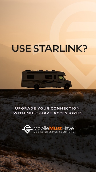 A mobile lifestyle creative featuring a silhouette of an RV at sunset, utilizing a direct question to engage users of mobile internet hardware.