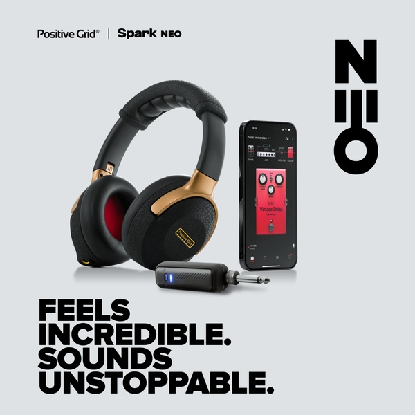 A clean, studio-lit hero shot of high-end wireless headphones and a wireless transmitter, paired with an app interface and bold, modern typography.