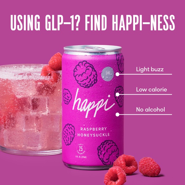 A high-contrast, benefit-focused static ad for a raspberry-flavored beverage, calling out specific lifestyle compatibility for a niche audience.