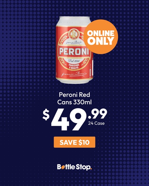 A direct, offer-driven ad creative featuring a product hero shot of a beer can against a high-contrast dot-pattern background with a clear savings callout.