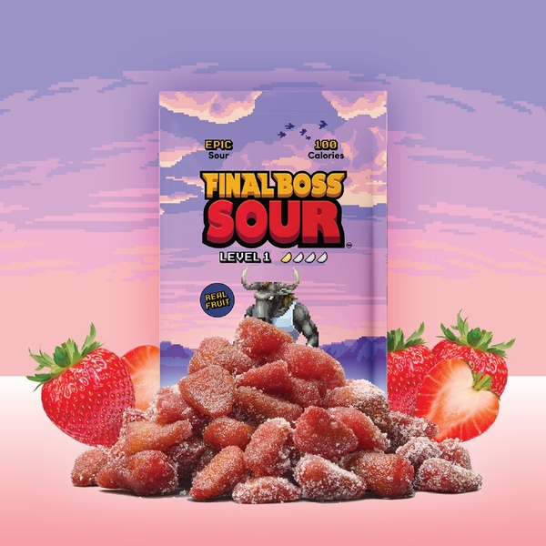 sour candy, fruit snacks, gummy candy, sugar coated candy, sour fruit chews, bestseller push, minimalist, playful, energetic, pink, purple, red