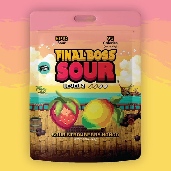 sour candy, fruit candy, gummy candy, fruit snacks, sour fruit chews, bestseller push, minimalist, playful, energetic, pink, yellow