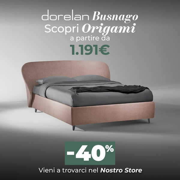 A high-quality image of a neutral-colored double bed featuring a prominent price point and a clear 40% discount call-to-action.