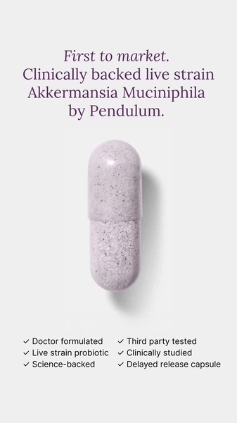 A clean, minimalist 9:16 ad featuring a single product capsule centered on a neutral background with a bulleted feature list.