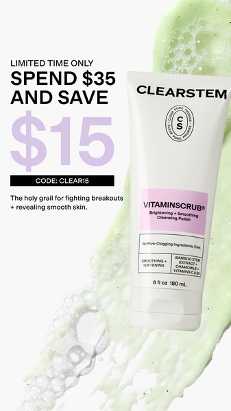 face scrub, exfoliating cleanser, face cleanser, facial polish, skincare product, discount offer, minimalist, fresh, neutral, green, pink