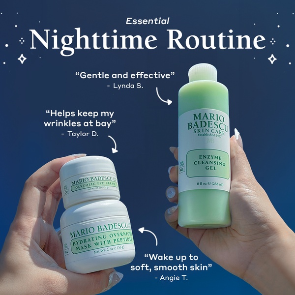 cleansing gel, eye cream, overnight mask, face cleanser, night cream, facial treatment, skincare products, customer review, bestseller push, lifestyle, trustworthy, calm, blue, green, neutral