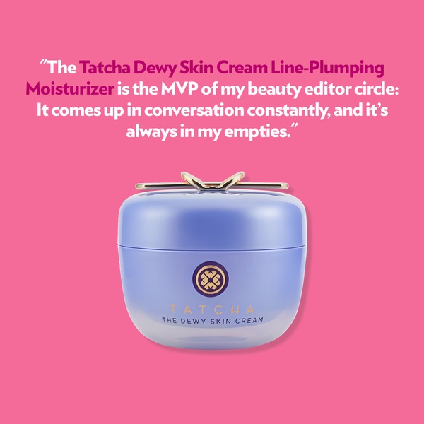 A square-format static ad featuring a glowing editorial endorsement for a premium skin moisturizer.