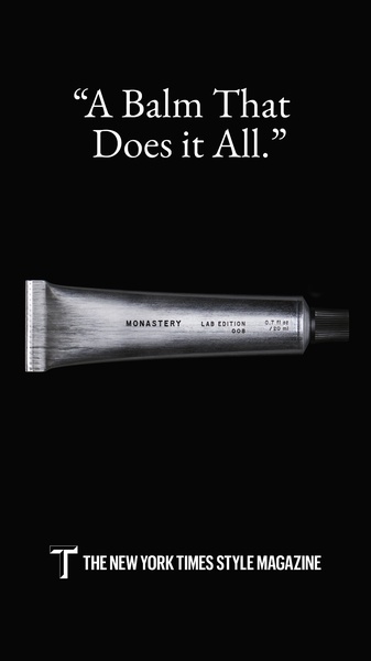 face balm, skin balm, moisturizing balm, skincare tube, beauty balm, customer review, minimalist, editorial, luxurious, trustworthy, black, neutral