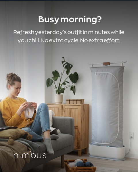 garment steamer, clothing steamer, fabric steamer, steamer machine, clothing refresher, product demo, lifestyle, calm, trustworthy, neutral