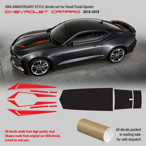 This creative displays a full car decal set alongside an assembled car image to demonstrate fitment and visual impact.