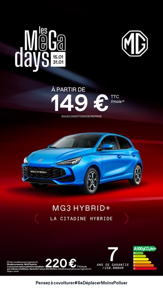 This vertical ad showcases a blue hybrid car with a prominent price-per-month offer, limited-time promotion dates, and key ownership benefits.