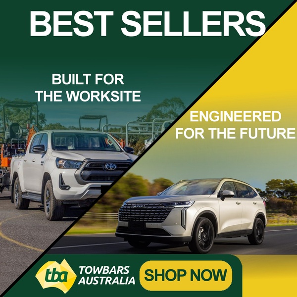 A split-screen graphic showcasing a heavy-duty work truck on the left and a modern SUV on the right, emphasizing product versatility for different vehicle types.