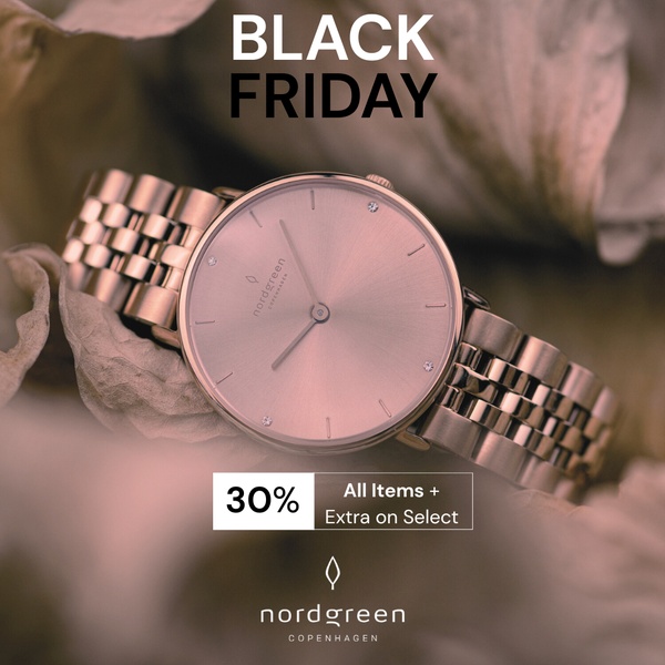 analog watch, metal watch, wrist watch, stainless steel watch, dress watch, holiday sale, discount offer, minimalist, editorial, luxurious, calm, neutral, pink, black friday