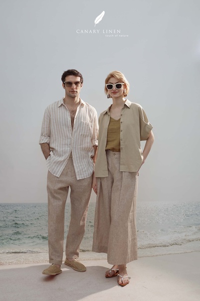 linen shirts, casual button shirts, summer shirts, linen trousers, wide leg pants, beach wear, brand awareness, lifestyle, outdoor, calm, fresh, neutral