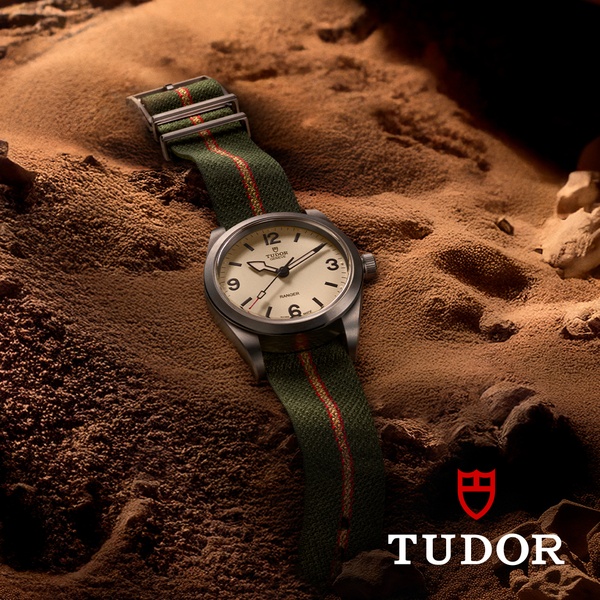 analog watch, canvas strap watch, field watch, luxury wristwatch, mens watch, brand awareness, editorial, luxurious, calm, brown, green, neutral
