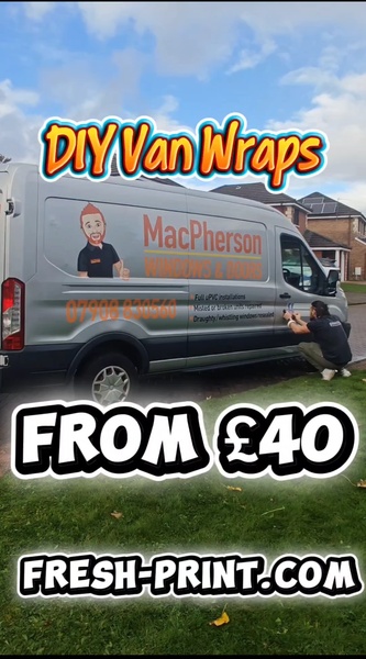 A vertical-format promotional ad showcasing an entry-level price point for professional van wrapping services.