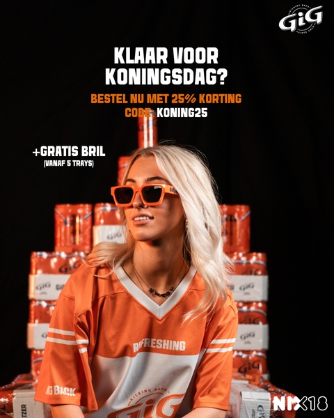 A festive, high-contrast promotional ad for a sparkling seltzer brand, featuring a model styled in theme-appropriate colors to drive holiday sales.