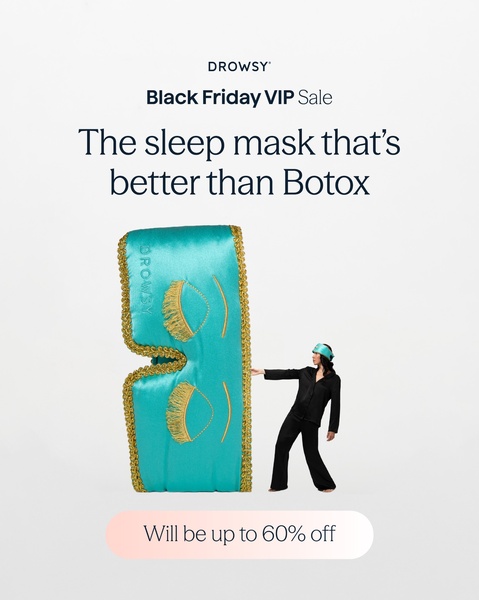 This ad creative uses a high-contrast visual scale and a bold medical comparison claim to stop the scroll and highlight the benefits of a silk sleep mask.