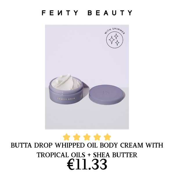 A clean, studio-lit hero shot of a whipped oil body cream container with the lid placed next to it.