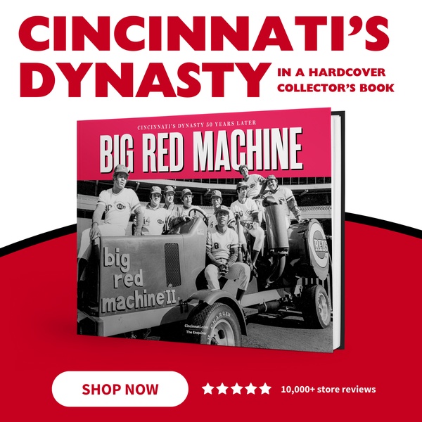 A square-ratio ad featuring a premium hardcover collector's book centered on a bold red background, emphasizing prestige and historical value.