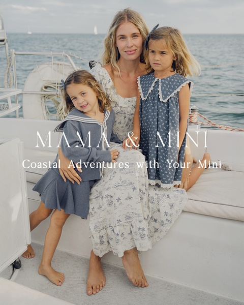 matching family outfits, mommy and me dress, girls dress, family matching clothes, kids dress, floral maxi dress, new arrival, brand awareness, lifestyle, editorial, warm, luxurious, blue, neutral