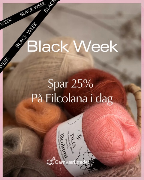 A seasonal promotion for yarn products, featuring a 25% discount offer overlaid on a close-up lifestyle product shot.