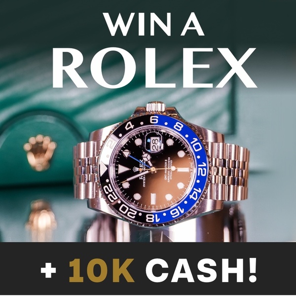watch giveaway, prize contest, luxury giveaway, cash prize contest, sweepstakes promotion, contest ad, loyalty reward, brand awareness, editorial, modern typography, luxurious, bold, green, black, gold