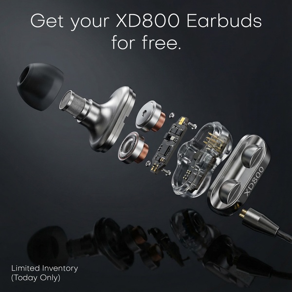 XD800 Wireless Earbuds Exploded View