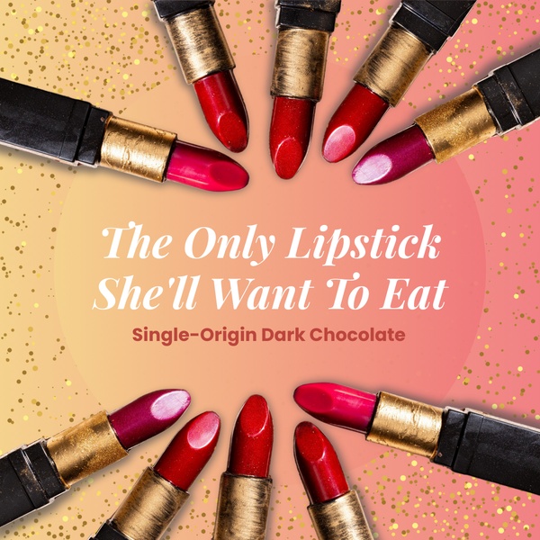 novelty chocolate, dark chocolate gift, chocolate candy, gourmet chocolate, artisan chocolate, single origin chocolate, brand awareness, product launch, flat lay, editorial, playful, luxurious, pink, gold, red, valentine's day