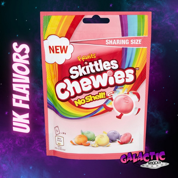 chewy candy, fruit chews, soft candy, candy bag, chewy sweets, fruit candy, new arrival, product launch, minimalist, modern typography, playful, energetic, pink, purple, black