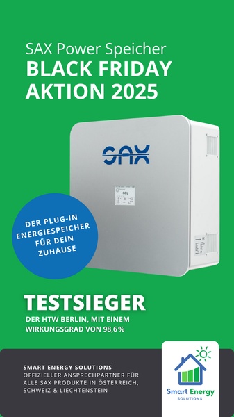 A vertical 9:16 banner ad featuring a high-efficiency home battery unit with clear messaging about a Black Friday promotional event.