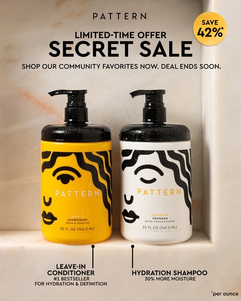 A high-contrast, clean 4:5 image layout showcasing two hair care products with a clear, time-sensitive discount offer.