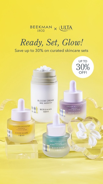 skincare set, face serum, moisturizer, skin booster, facial skincare, serum set, sale promotion, bundle offer, minimalist, fresh, playful, yellow, pastel, neutral