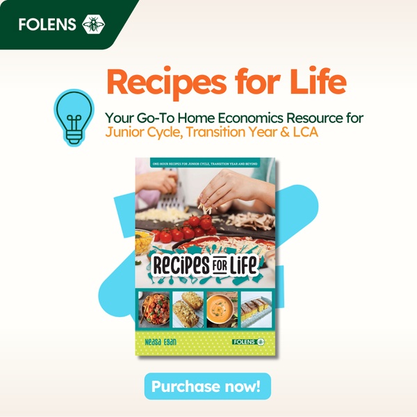 A clean, instructional-style ad for an educational cookbook resource using a bright, professional aesthetic to showcase product value.