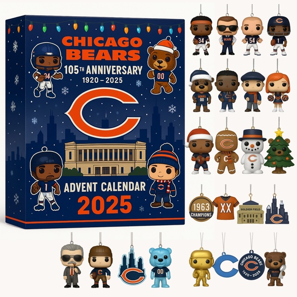 A high-conversion festive ad layout displaying a primary branded advent calendar box alongside an array of individual collectible ornaments.