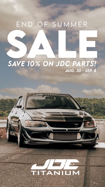 A seasonal promotion for performance car parts using a high-impact automotive hero shot to stop the scroll.