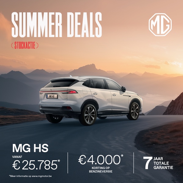 A clean, lifestyle-oriented automotive ad featuring a sunset mountain backdrop to highlight a specific stock discount offer.