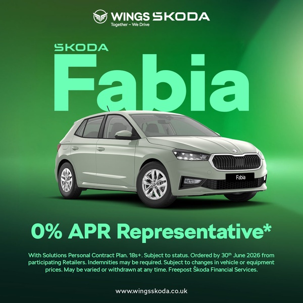 A clean, high-contrast square graphic promoting a 0% APR finance offer on a vehicle with a professional brand backdrop.