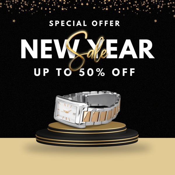 watch, wristwatch, timepiece, dress watch, metal watch, sale promotion, minimalist, luxurious, black, gold, new year