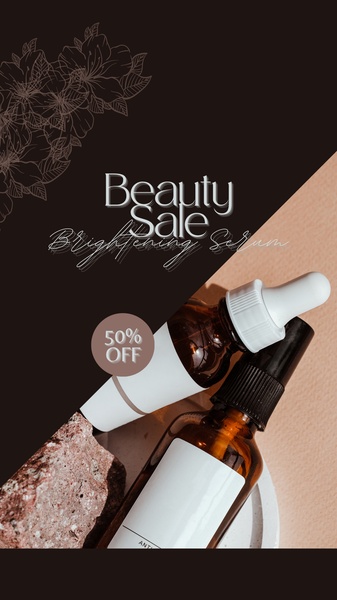 serum, facial serum, skincare serum, beauty treatment, face oil, anti-aging serum, brightening serum, sale promotion, minimalist, luxurious, brown, neutral