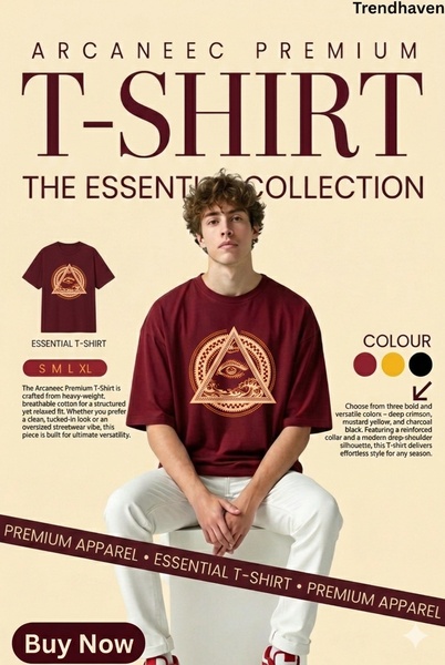 graphic t-shirt, printed tee, oversized t-shirt, cotton t-shirt, crew neck tee, designer t-shirt, new arrival, product launch, modern typography, lifestyle, bold, energetic, neutral, red, brown